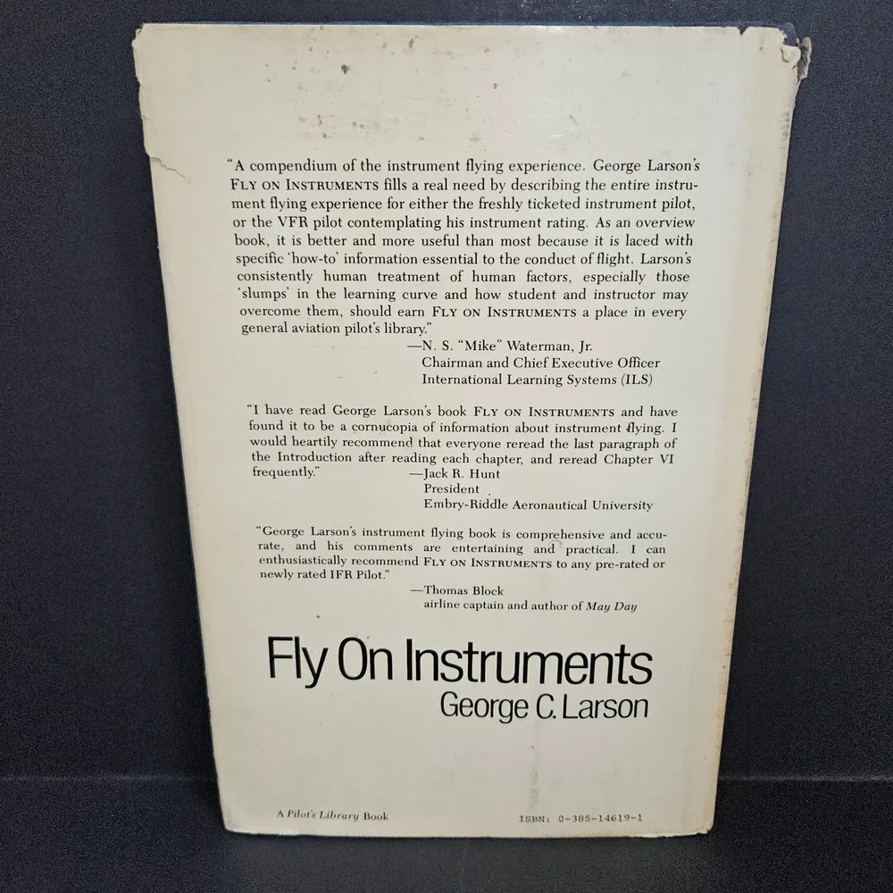 Fly On‎ Instruments George C Larson Pilot's Library HCDJ 1980 Doubleday ROUGH